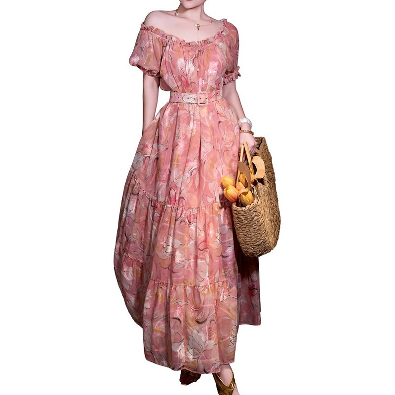 Brc By Burryco Womens Off-The-Shoulder Maxi Dress, Pink